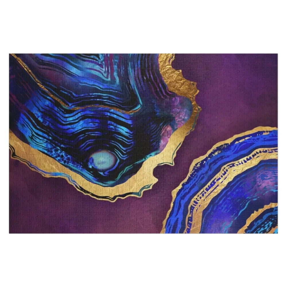 Agate Abstract Jigsaw Puzzle Personalised Name Toddler Toys Wooden Decor Paintings Wooden Adults Puzzle