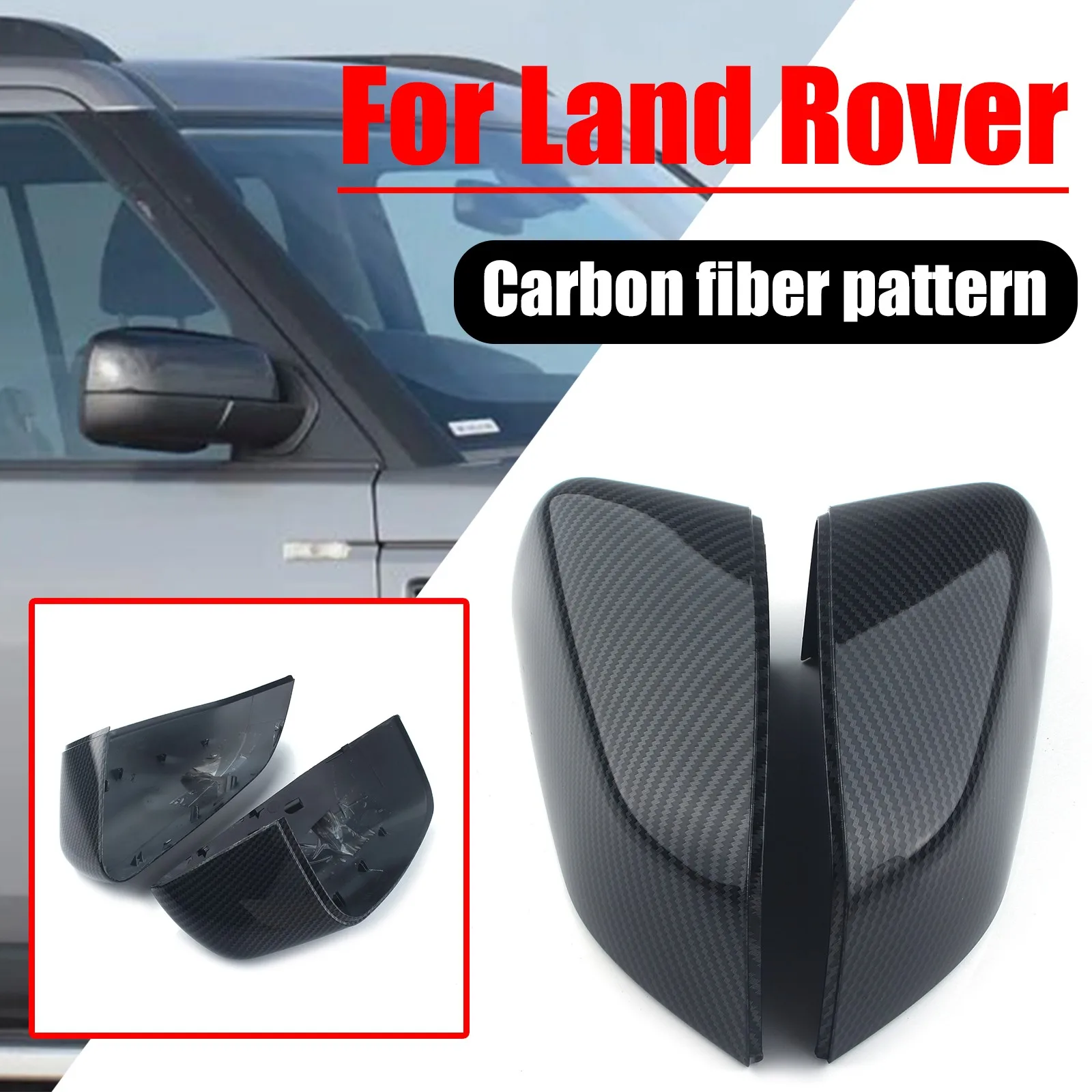 1 Pair Rear Side View Mirror Cover Cap Carbon Fiber Look For Land Rover LR2 LR4 Freelander 2 2010-2014 LR019962 LR019961