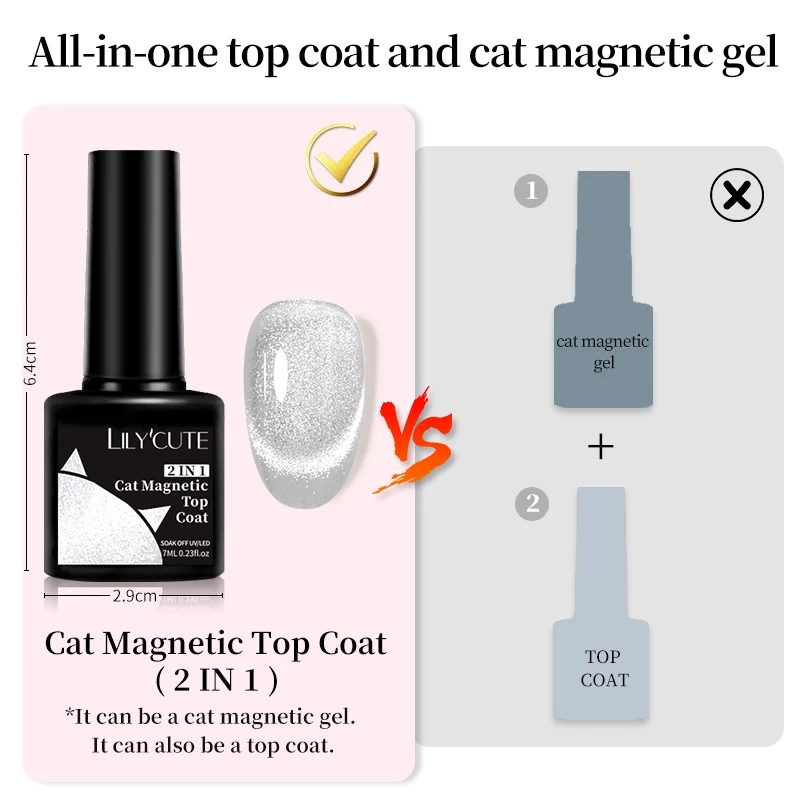 LILYCUTE Snowlight Cat Magnetic Gel Top Coat Super Shine Sliver Glitter Sparkling Effect Semi Permanent Nail Art Gel Varnish