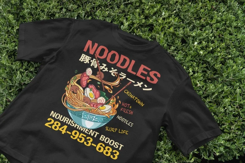 Camiseta con diseño de comida japonesa Ramen, Top estético de Tokio, moda Harajuku, estilo Retro minimalista Y2K, Tops de ropa de comida Retro