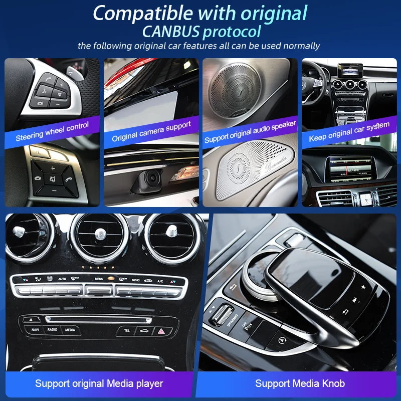 Android 14 Car Radio Stereo For Mercedes Benz C Class W205 GLC X253 2019-2023 Multimedia Wireless Carplay Android Auto Navi