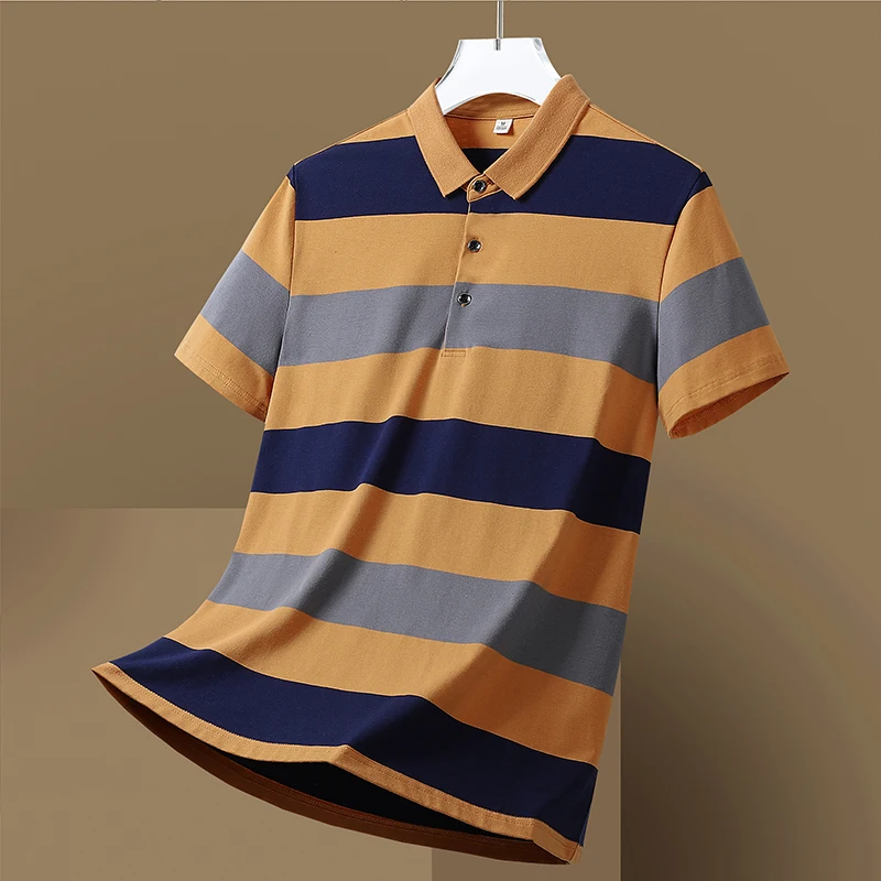 Couple Outdoor Skateboarding Sports Leisure Cotton Short Sleeved T-shirt Summer Fashion Trend Versatile Striped Polo Shirt