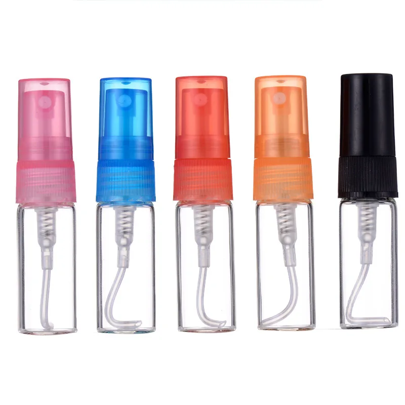 2/3/5/10ml น้ําหอมขวดรีฟิลขวด MINI Atomizer Dispenser แก้วสเปรย์หลากสีขวดกลางแจ้งแบบพกพา Sprayer 10pcs