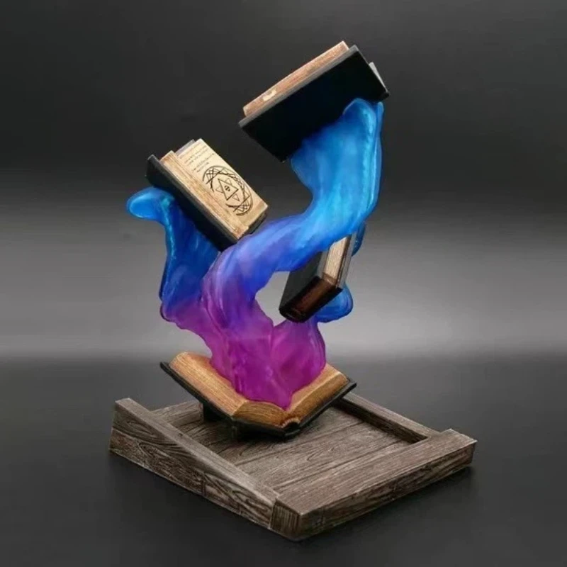 Bandeja de torre de dados grande, accesorio de juego de tomas de magia, adornos de libros grandes, estatua de escultura de Gnomo de jardín para decoraciones D & D RPG