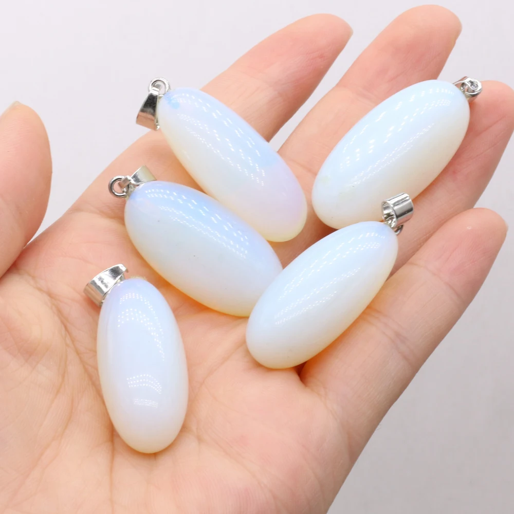 Natural Gem Stone Opal Rose Quartz Agate Pendant CraftsDIY Necklace Jewelry Accessories Exquisite Gift Making Woman20x30-25x40mm