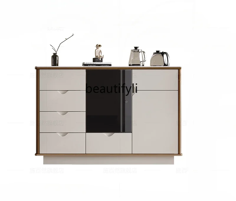 

Living room solid wood cream wind small dining side cabinet tea bar machine water bar integrated cabinet side cabinet new wall