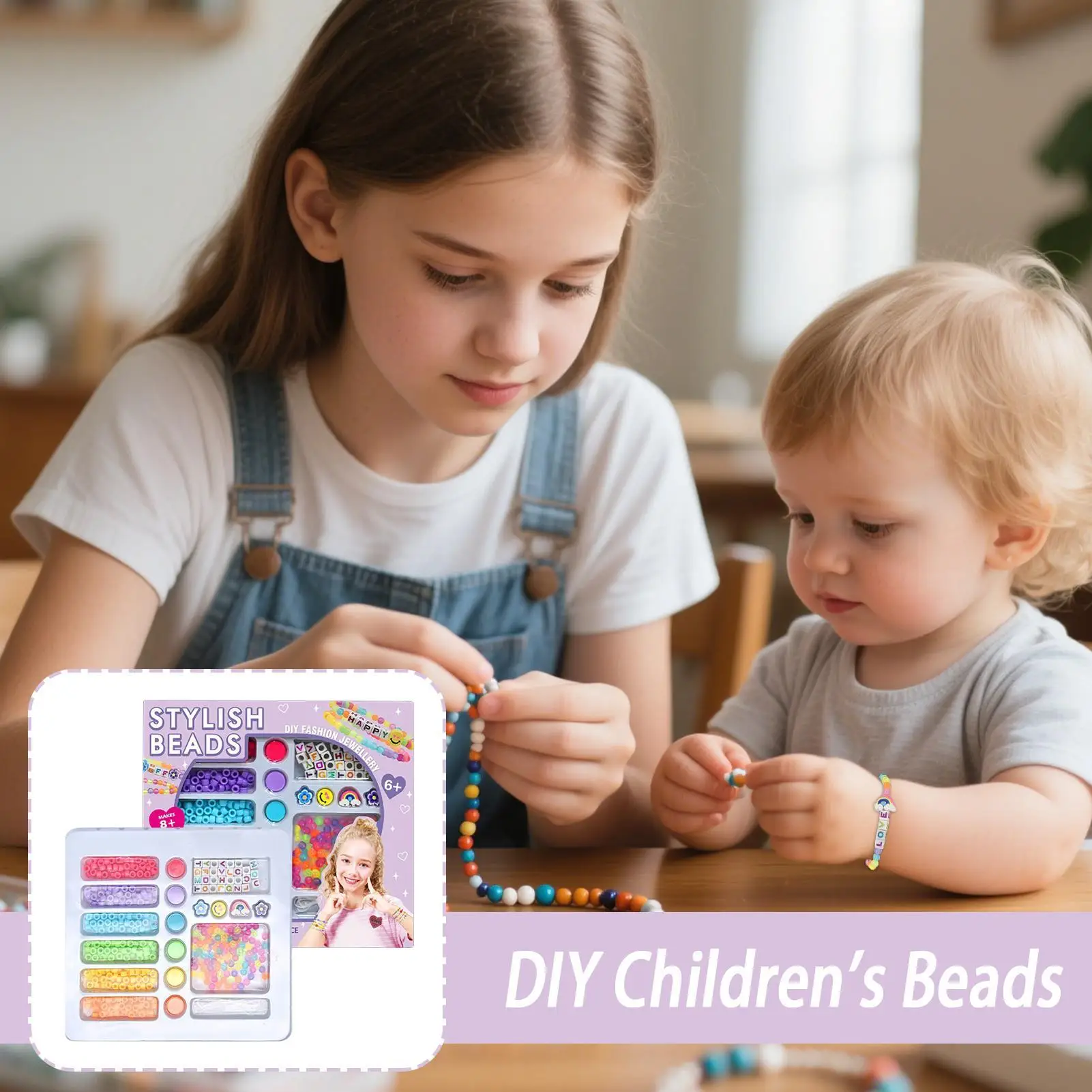 Bead Kit Bead Jewelry Bracelet Making Set for Kids Beading Toys Fun Craft Supplies for Kids Teens Adults Beginners School Travel