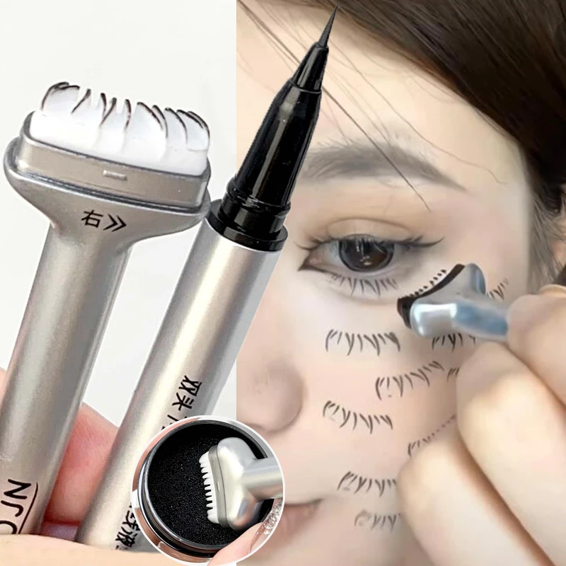 Double-head Lower Eyelash Stamps Eyeliner Pencil Waterproof Fast Drying Naturally Simulation Eyelashes Makeup Tools for Beginner