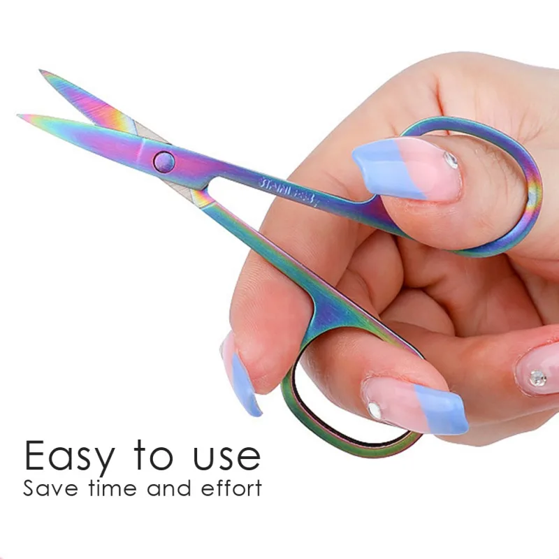 

Stainless Steel Hair Scissor Eyebrow Makeup Styling Tools Nail Cutting Eyelashes Nose Trimming Point Curve Tip Beauty Health