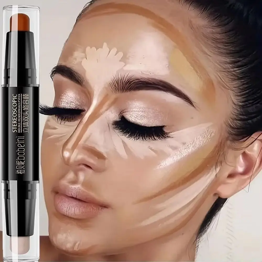 Hochwertiger doppelköpfiger V-Gesichtskonturierungsstift, Gesichts-Make-up, langlebiger 2-in-1-Concealer-Stift mit hoher Nase und Brücke