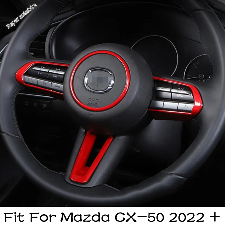 

Steering Wheel Button Frame Decoration Cover Trim For Mazda CX-50 2022 - 2024 Red / Carbon Fiber Style Accessories Interior Kit