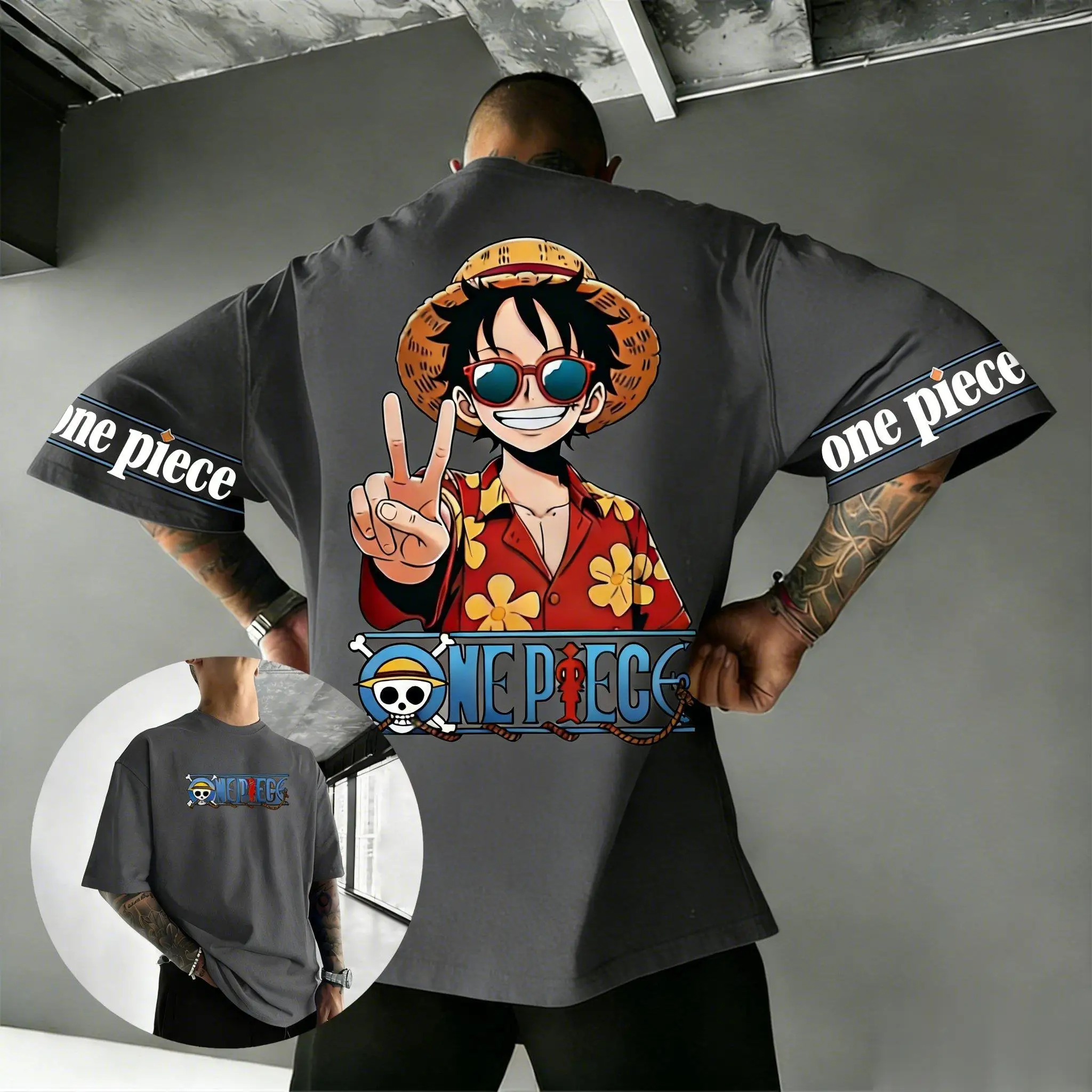 2026 Estate Y2k Oversize One Piece Rufy Graphic T Shirt Uomo Donna Cotone Manica corta Tee Anime Streetwear Casual Magliette e camicette Unisex