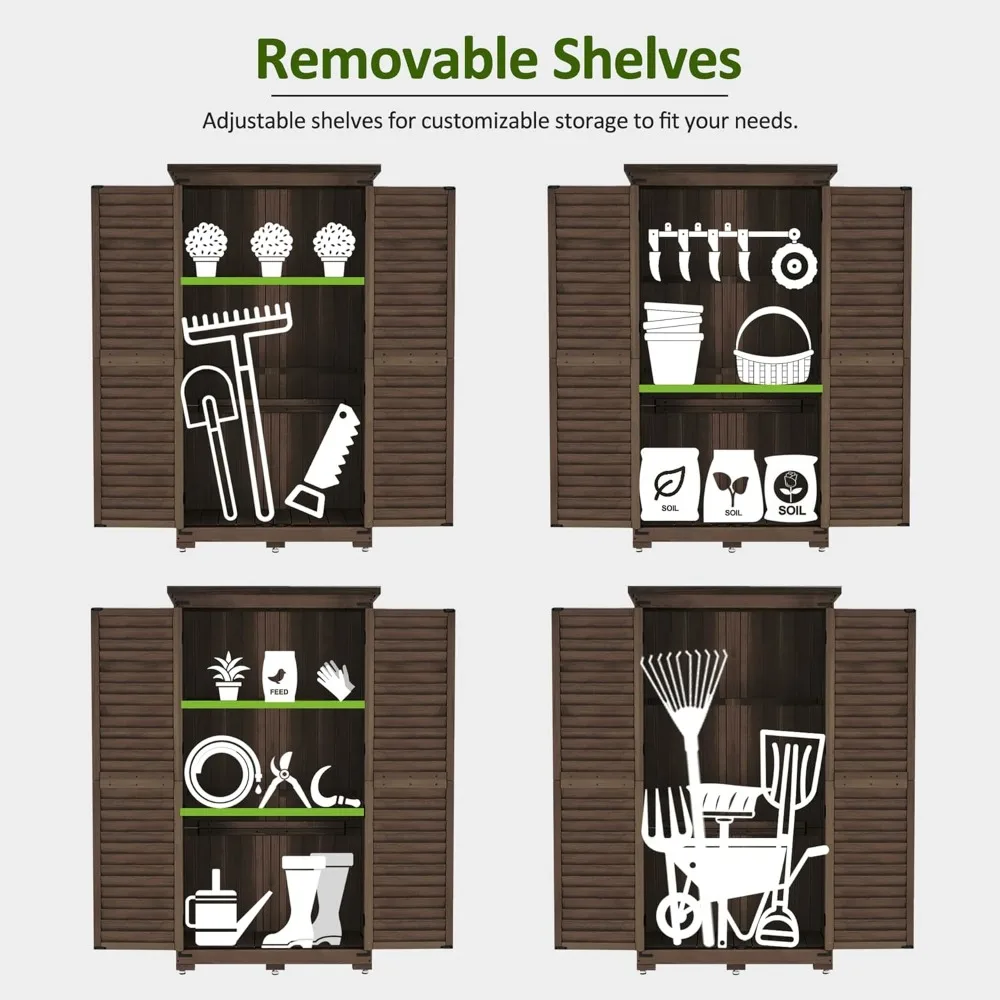 خزانة تخزين عمودية خارجية، 63 سقيفة حديقة طويلة مع خزائن للاستخدام الخارجي