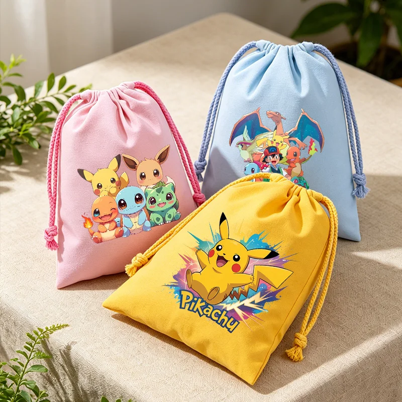 Anime Figure Drawstring Bag Cartoon Printed Handbag Cute Gift Pouch Portable Storage Bags for Men Women Cotton Bundle Pocket Bag