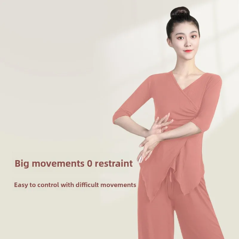 مجموعة سراويل واسعة الساق للرقص الصيفي للسيدات لممارسة الرقص، فستان ممارسة كلاسيكي حديث جديد للبالغين