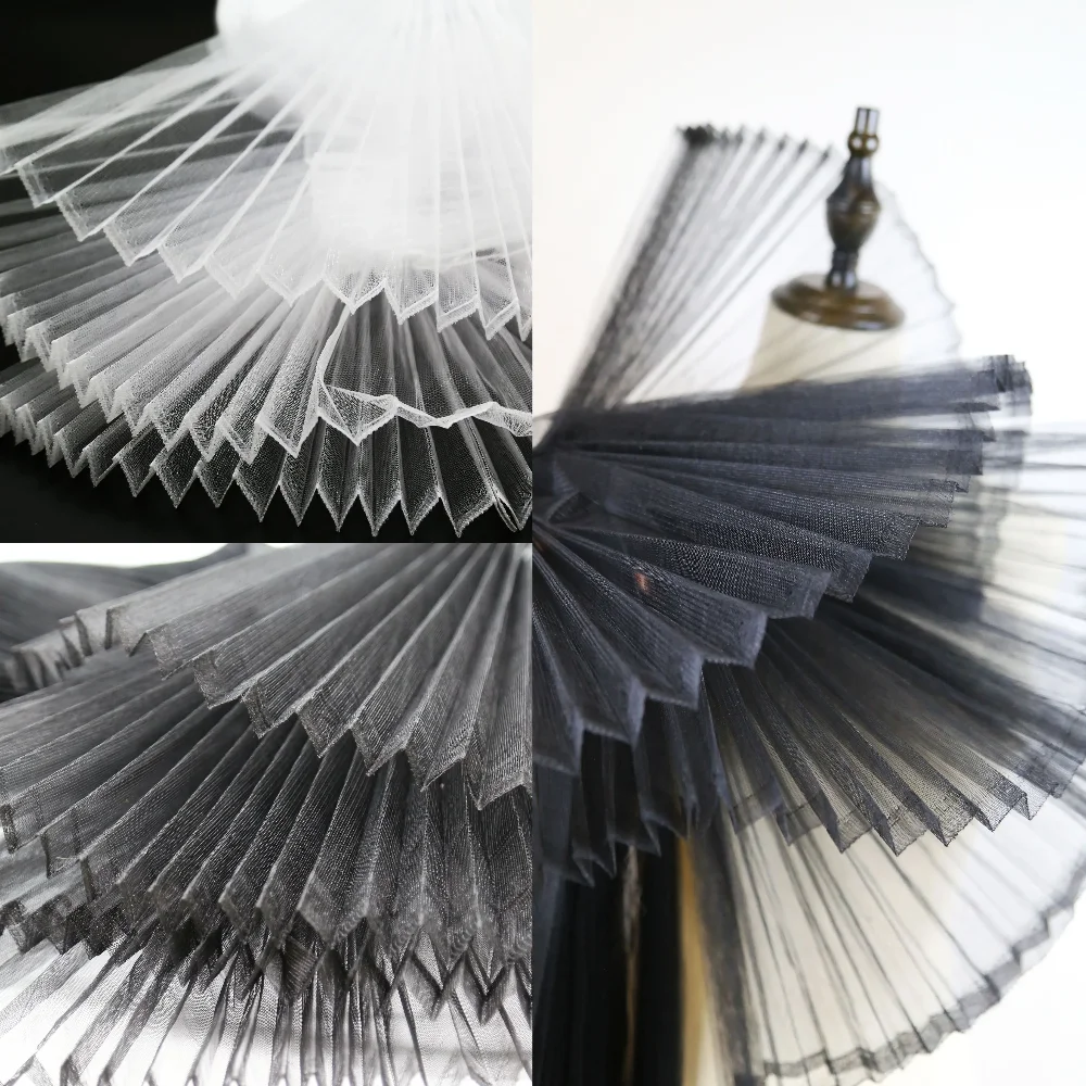 

Mesh Pleated Stiff Modeling Texture Wedding Designer Fabric Wholesale Cloth for Sewing Meters Diy Pure Polyester Material