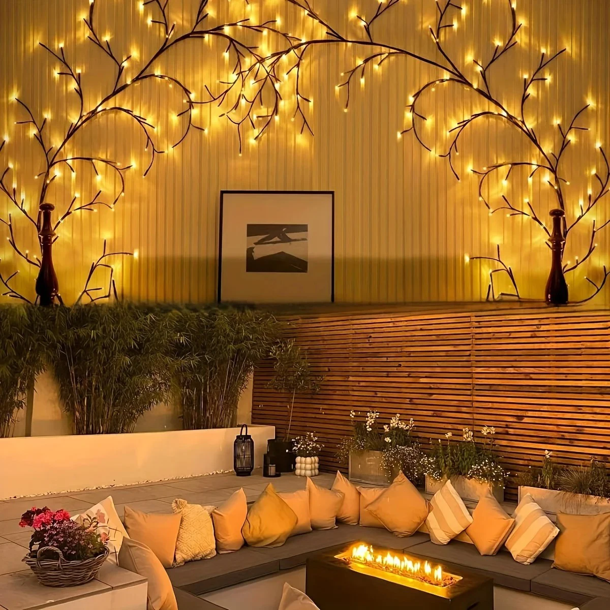 72/96LEDs Bendable Rattan Light Warm White 3000k String Garden For Decorations Decor Decorative Vine USB Decoration Romantic LED