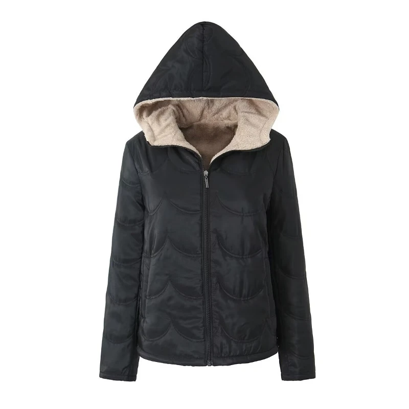 Short Quilted Jacket Women, Thick Coats, Hooded Jackets, Monochrome Down Filled Garment, High Quality, Slim Warm 2024 Winter