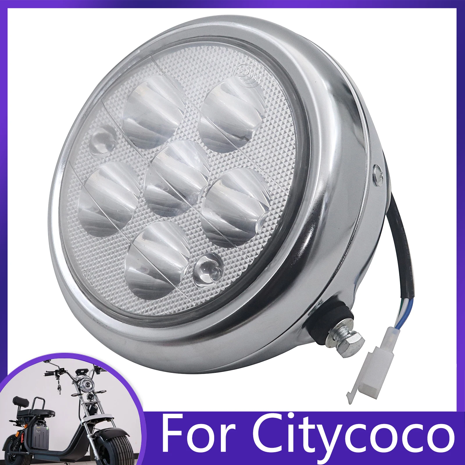 5 Inch LED Circular Lamp 12V-80V 6 Beads Round Headlight for Citycoco Modified Accessories parts