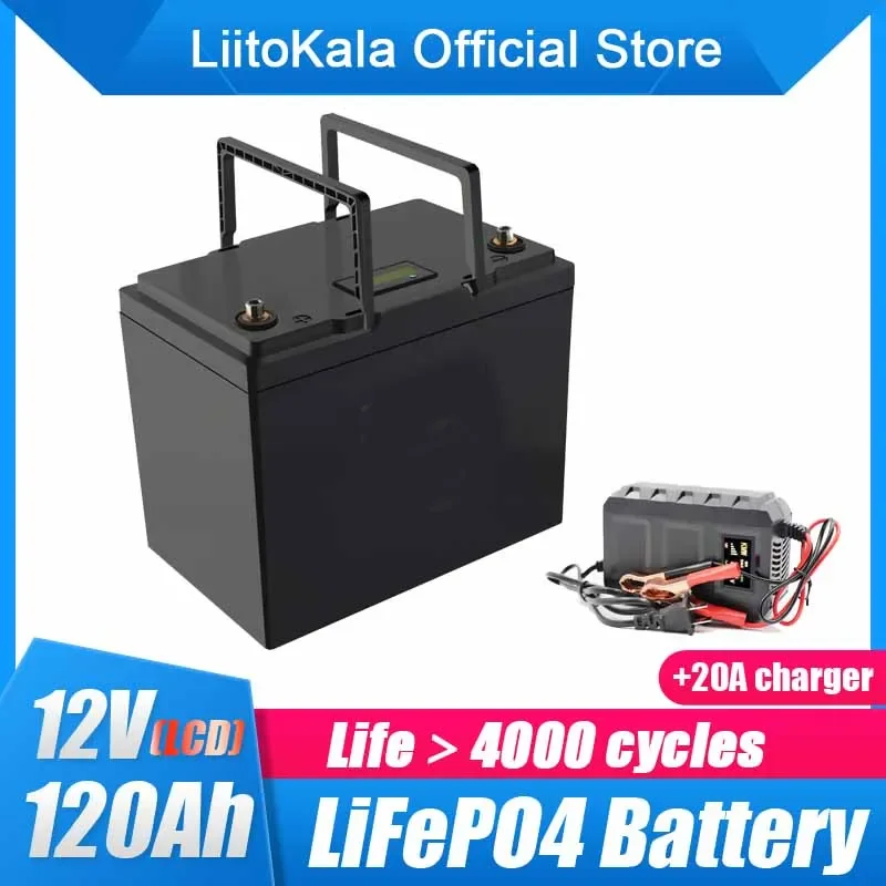 LiitoKala 12.8v 120AH lifepo4 battery with 100A BMS 12V 120Ah battery for go cart UPS Household appliances Inverter +14.6V 20A