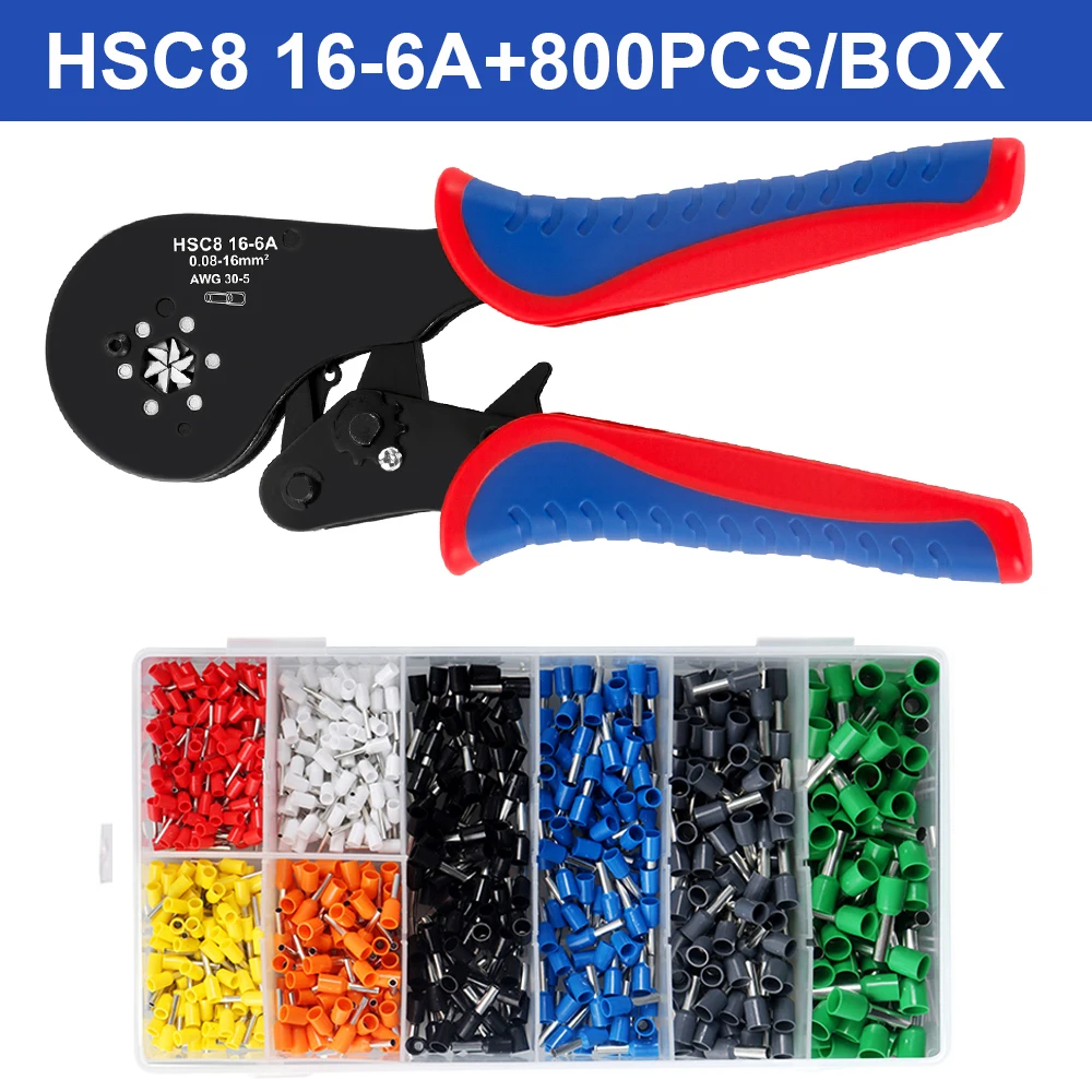 Beentje Krimptang HSC8 16-6A Buisvormige Terminal Mini Tang Voor Grote Maat Terminals Elektrische Klemmen 0.08-16mm2/30-5AWG