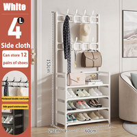 [Hot Sale 80% Off ]Large Multi-Layer Shoe Rack With Hooks Floor-Standing Entrance Living Room Organizer Storage Clothes Hanger S