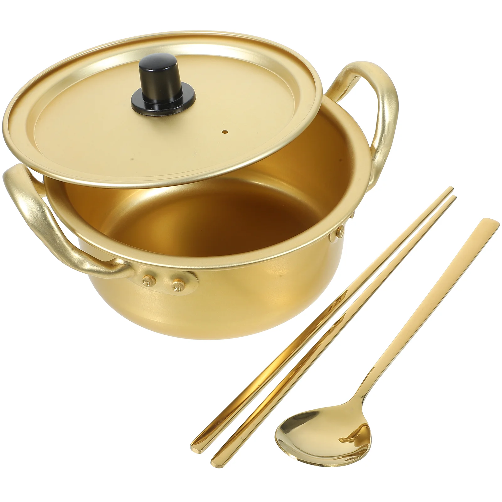 

Nonstick Frying Pan Instant Noodle Pot Milk Heating Seafood Double Handled Small Hot Golden Soup Cookware