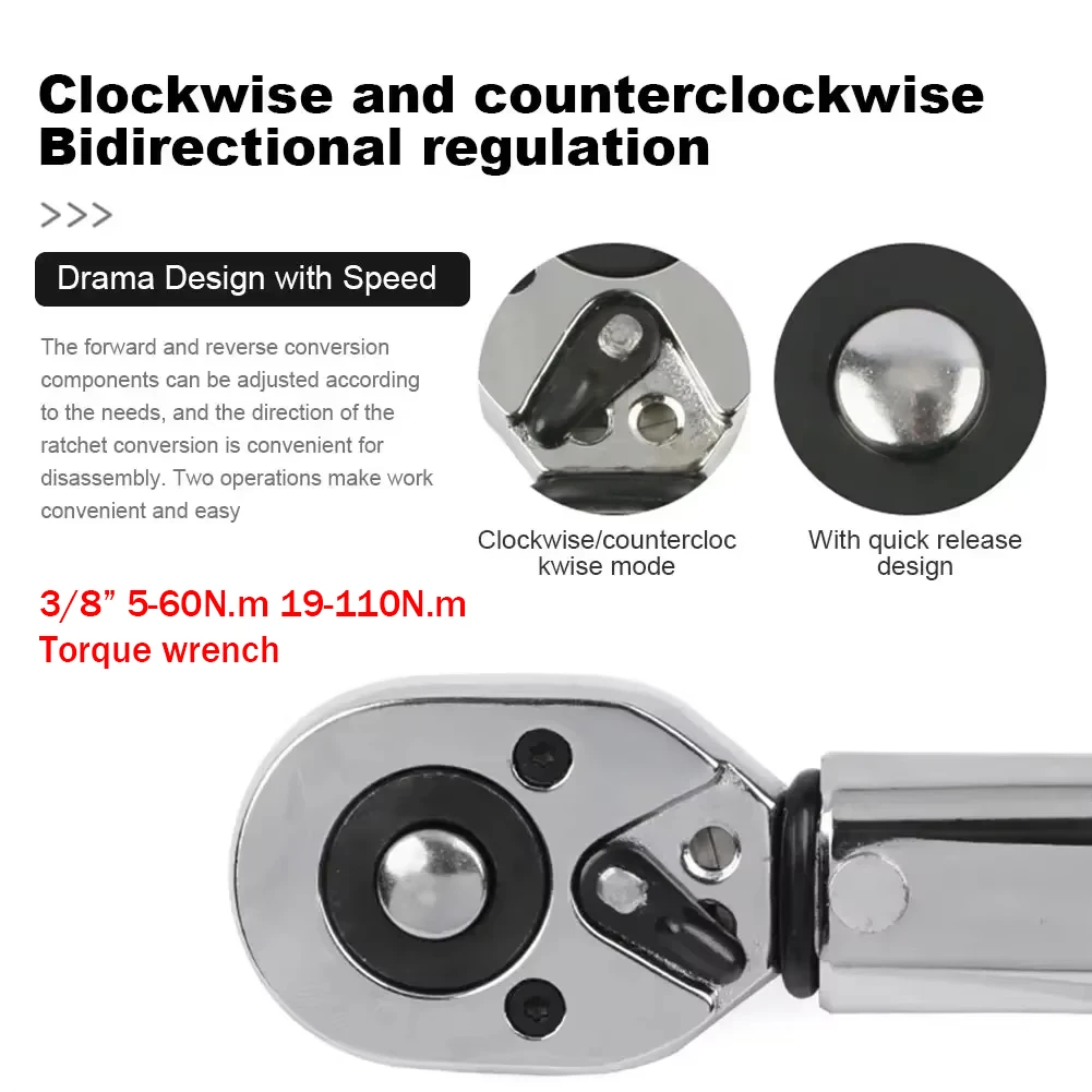 5-60n. m Drehmoments chl üssel 3/8 ''Vierkant antrieb vor eingestellte Fahrrad drehmomente Schlüssel Zwei-Wege-Ratsche Auto Fahrrad Auto Handwerkzeuge – Detail 9