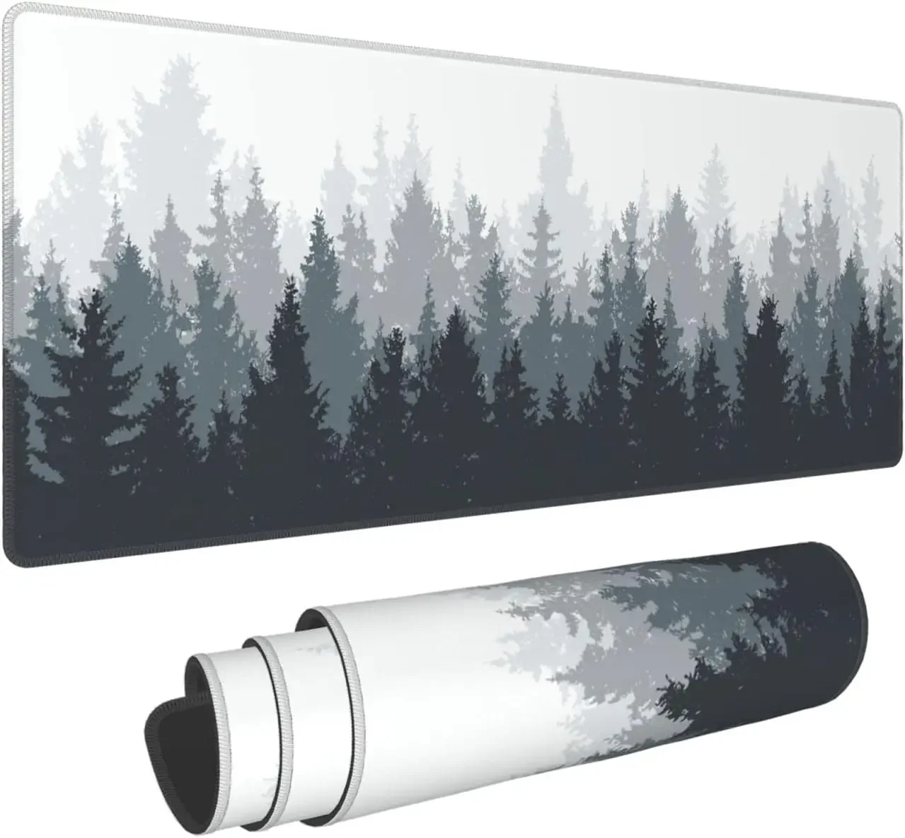 لوحة ماوس ألعاب الغابات طويلة ممتدة XL لوحة ماوس مكتب وسادات ماوس مطاطية كبيرة حواف مخيطة 31.5 بوصة × 11.8 بوصة لأجهزة الكمبيوتر المحمول