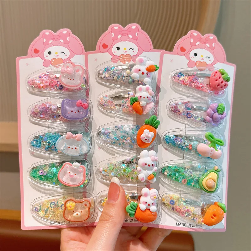Hello Kitty Kuromi Hair Accessory Set, Children's Cartoon Hair Clips, Side Clips, Ponytail Hair Ties, Hair Clips, Hair Ties