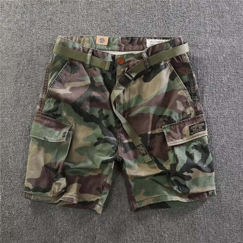 Retro Camouflage Workwear Shorts Men's Summer New 5-Point Loose Casual Trendy Brand Four-Point Shorts Business Casual Style