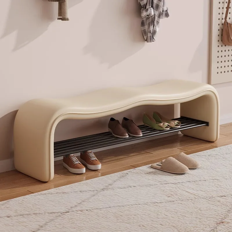 

Shoe Bench for Entrance, Can Sit and Wear Shoes, Shoe Rack, Wave Design, Entryway Bench, Simple and Luxurious, High-End Feel