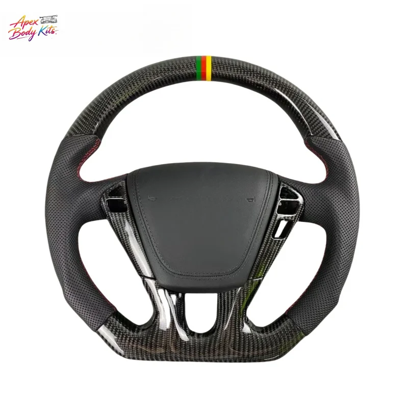 for Nissan ALTIME TEANA Racing Sports Flat Bottomed Carbon Fiber & Leather Steering Wheel with Customizable Colors