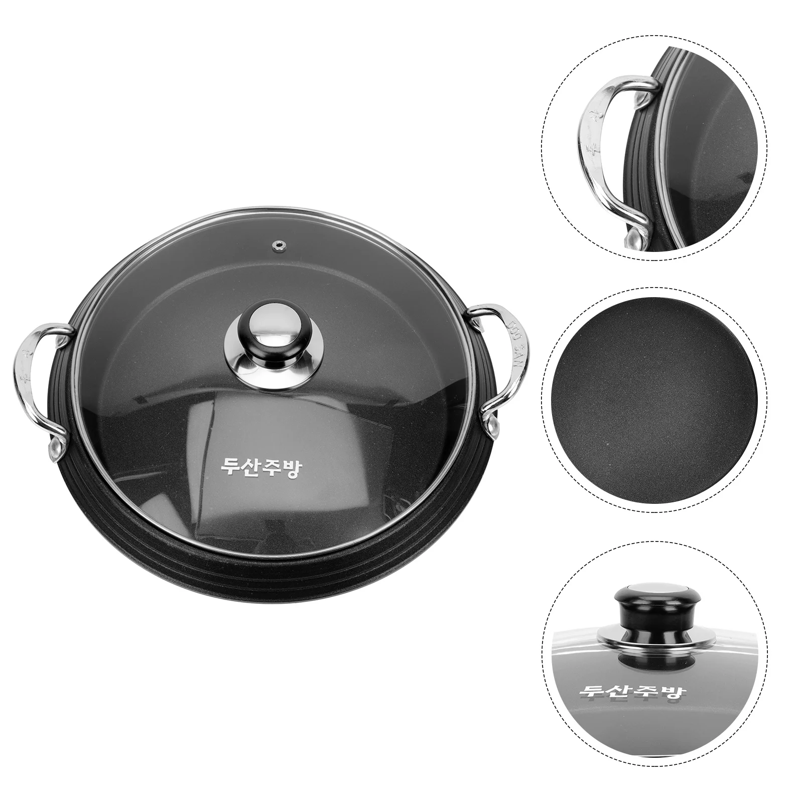 

Roasting Pan Korean Army Pot Flat Bottom Cooking Tool Rice Cake Aluminium Alloy Utensil Metal Home