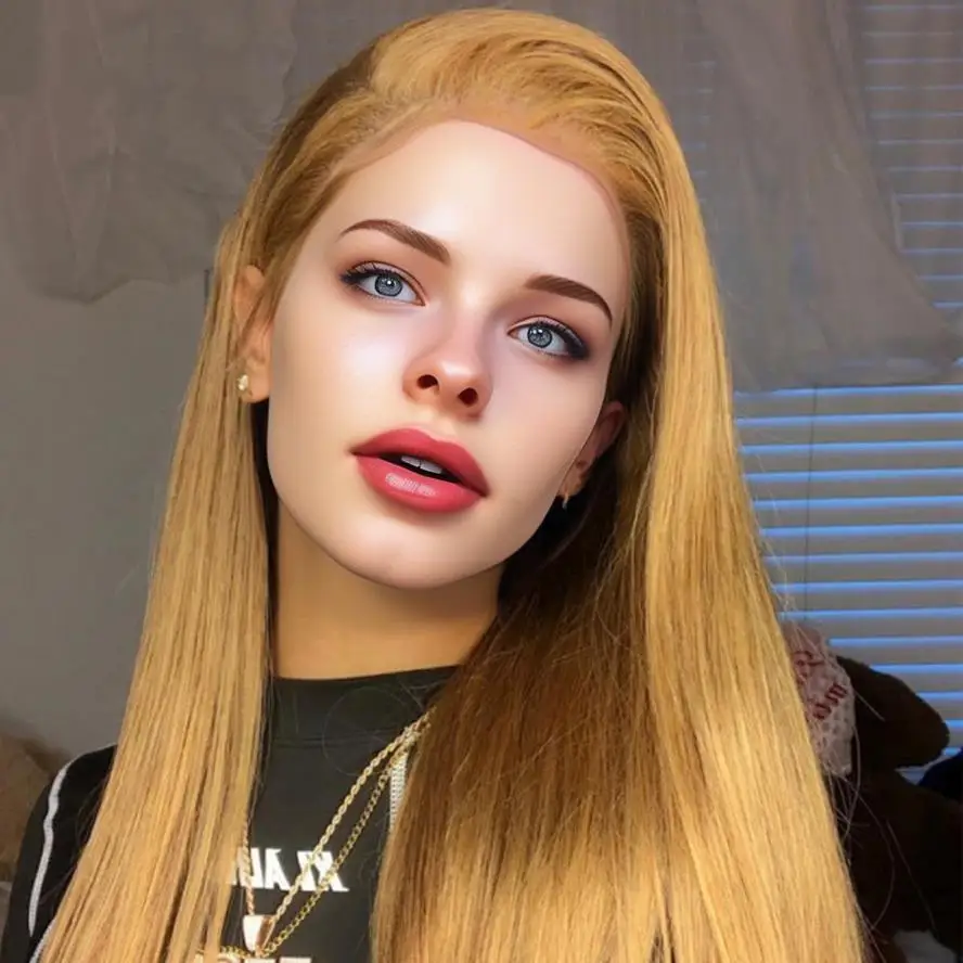 

Honey Blonde Lace Front Wigs straight human hair wigs #27 Straight Human Hair Wigs 180% Density Wigs For Black Women