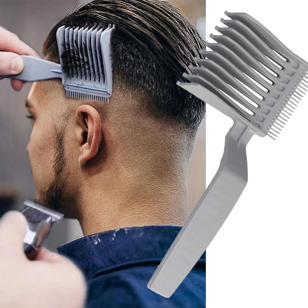 Men Hair Cutting Comb Hair Salon Household Caliper Side Push Clip Hair Styling Tool Professional Curved Positioning Comb