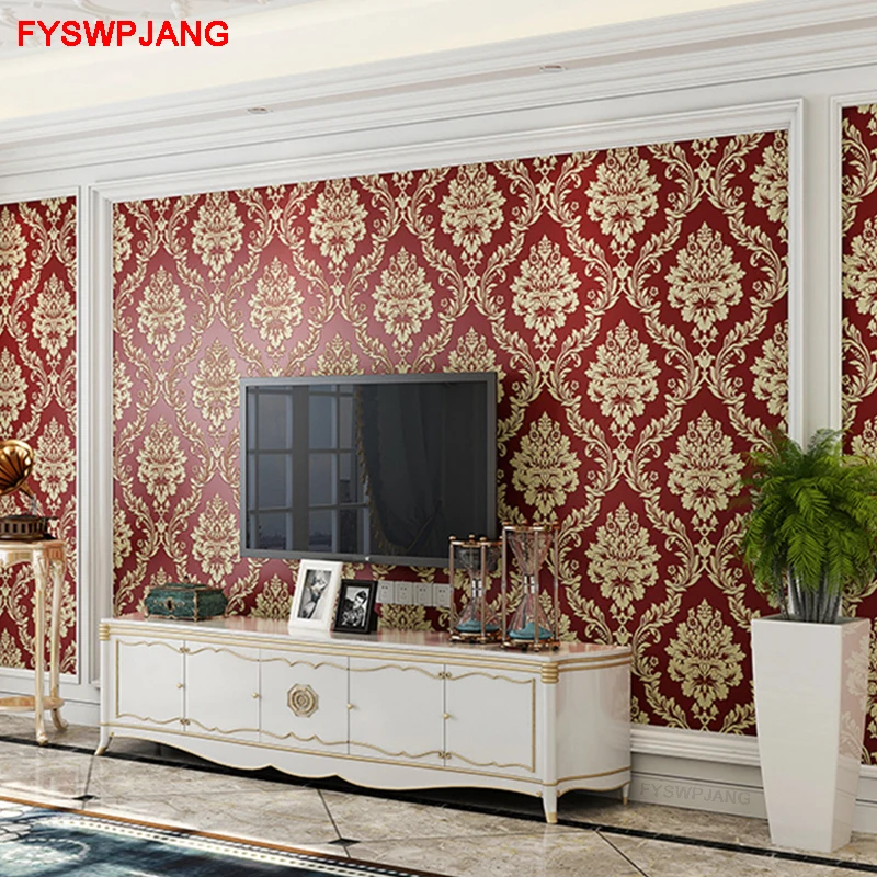 European Wallpaper 3D Non-Woven Wallpaper Living Room Bedroom Tv Background Wall Non-Self-Adhesive Wallpaper Home Decor Stickers