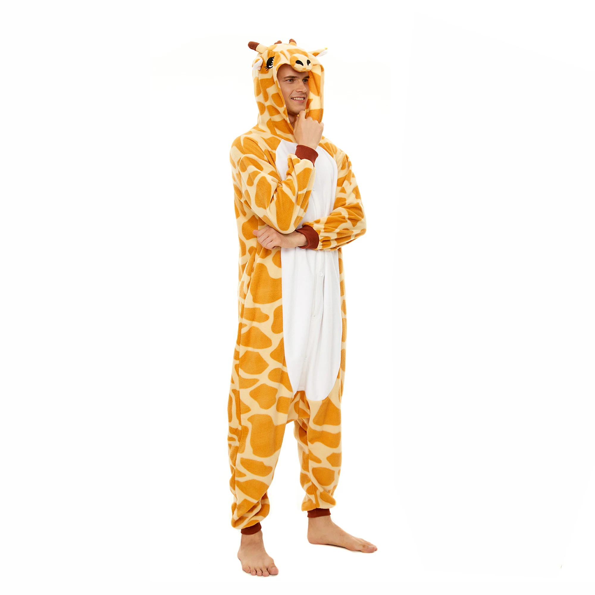 CANASOUR Giraffe Onesie Pajamas For Adult Men Soft Winter Homewear Halloween Christmas Cosplay Sleepwears One Piece Pyjamas