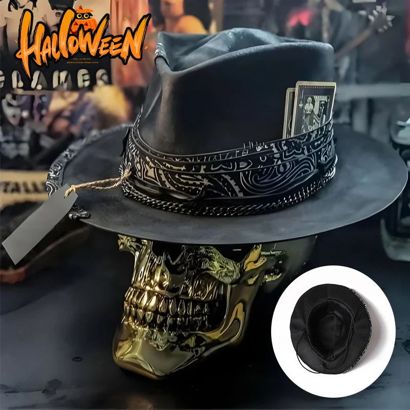 2024 High Quality New Skull Hat Fedora Hats Cowboy Western Fedora Jazz Hat for Man High Quality Halloween Skull Hat Party Hats