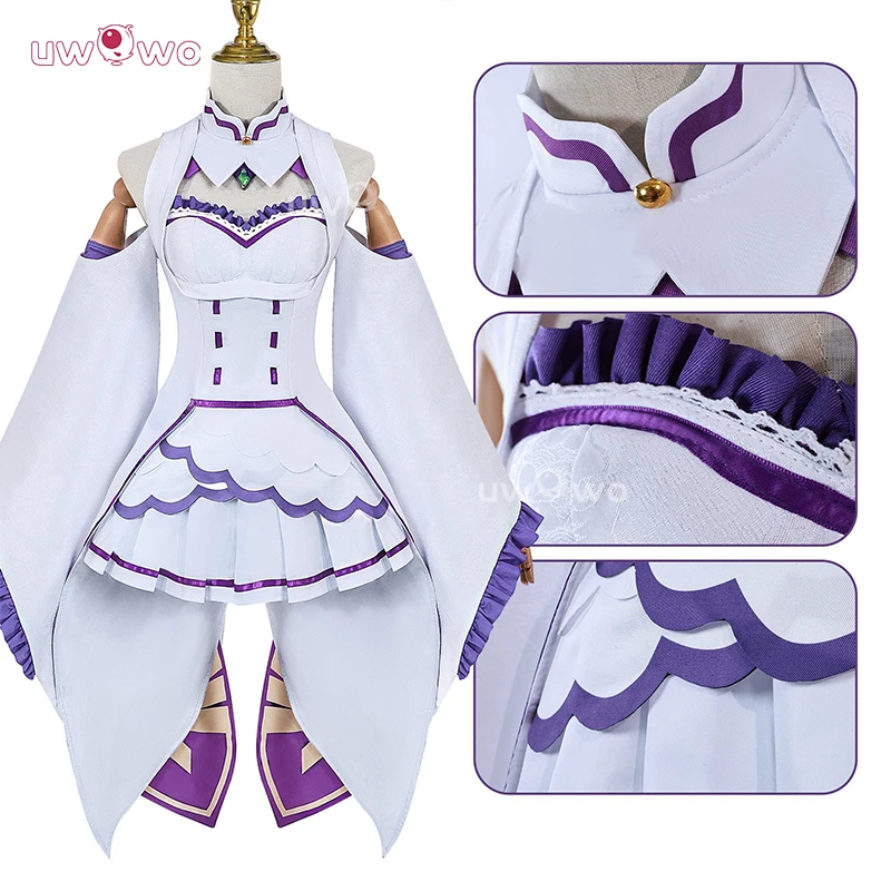 UWOWO Emilia Cosplay Collab Series: Anime Emilia Cosplay Costume Casual Dress Halloween Costume