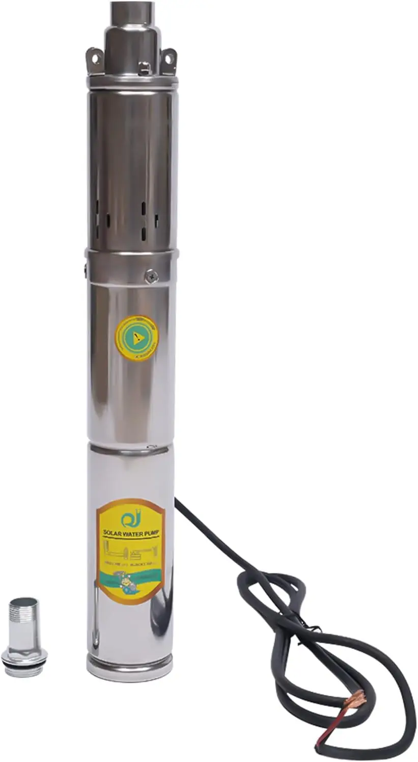 Submersible Deep Well Solar Water Pump DC 24V 370W Stainless Steel Agricultural Irrigation Screw Pump, 213ft Lift, 8.8GPM Flow