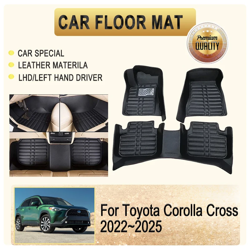 

Full Set Car Floor Mats For Toyota Corolla Cross XG10 ZSG10 2022~2025 Leather Pad Foot Carpets Left Hand Driver Rugs Accessories