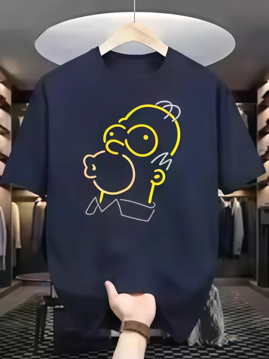 

Kemaine Simpson and Bart Classic Men's T-Shirt Print, Summer Women's T-Shirt, Street Casual Loose Short-Sleeve Crew Neck