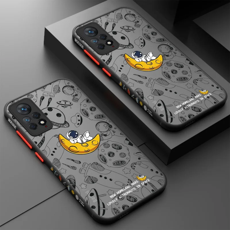 Space Astronaut Matte Case For Xiaomi Redmi Note 11 10 12 9 Pro 11s 9s Mi 11T 13T 10T 11 Lite 5G NE Poco F3 X5 X3 Pro Cover