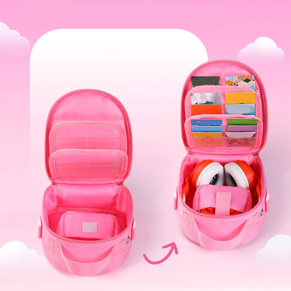 حقيبة حمل صلبة لـ Yoto Mini (إصدار 2024) حقيبة تخزين للسفر حامل بطاقة يحمل ما يصل إلى 30 بطاقة حقيبة مكبر صوت حافظة واقية
