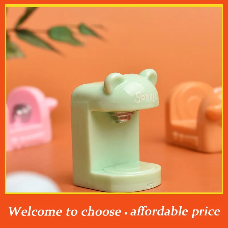 TH New 4Set Dollhouse Miniature Little Bear Cup Set Coffee Machine Home Appliances Decor Toy Doll House Accessories