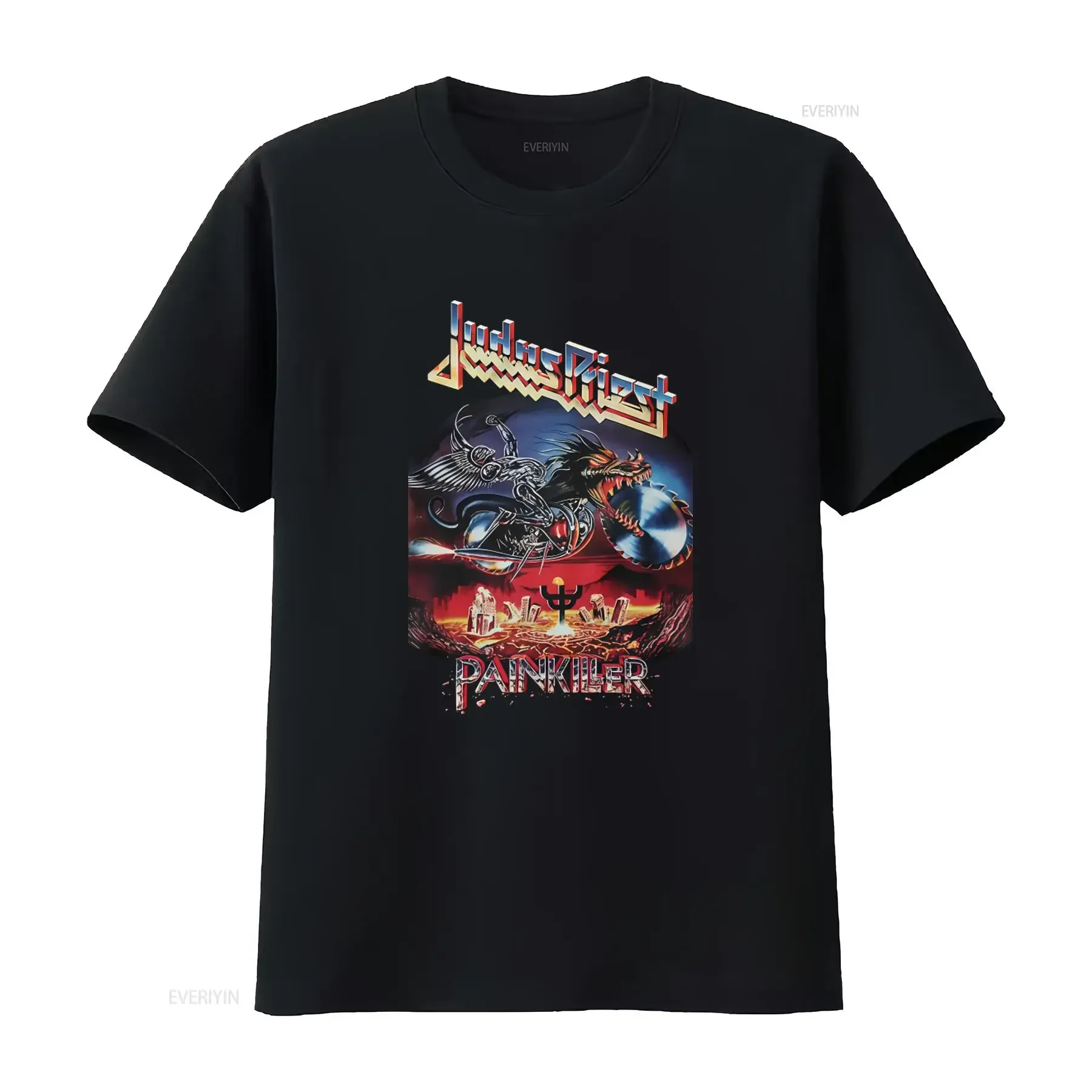 Heavy Metal Band Judas Priest Painkiller Cotton T Shirt for Men Rock Music Fans vintage Washed Stylish Versatile Soft homme