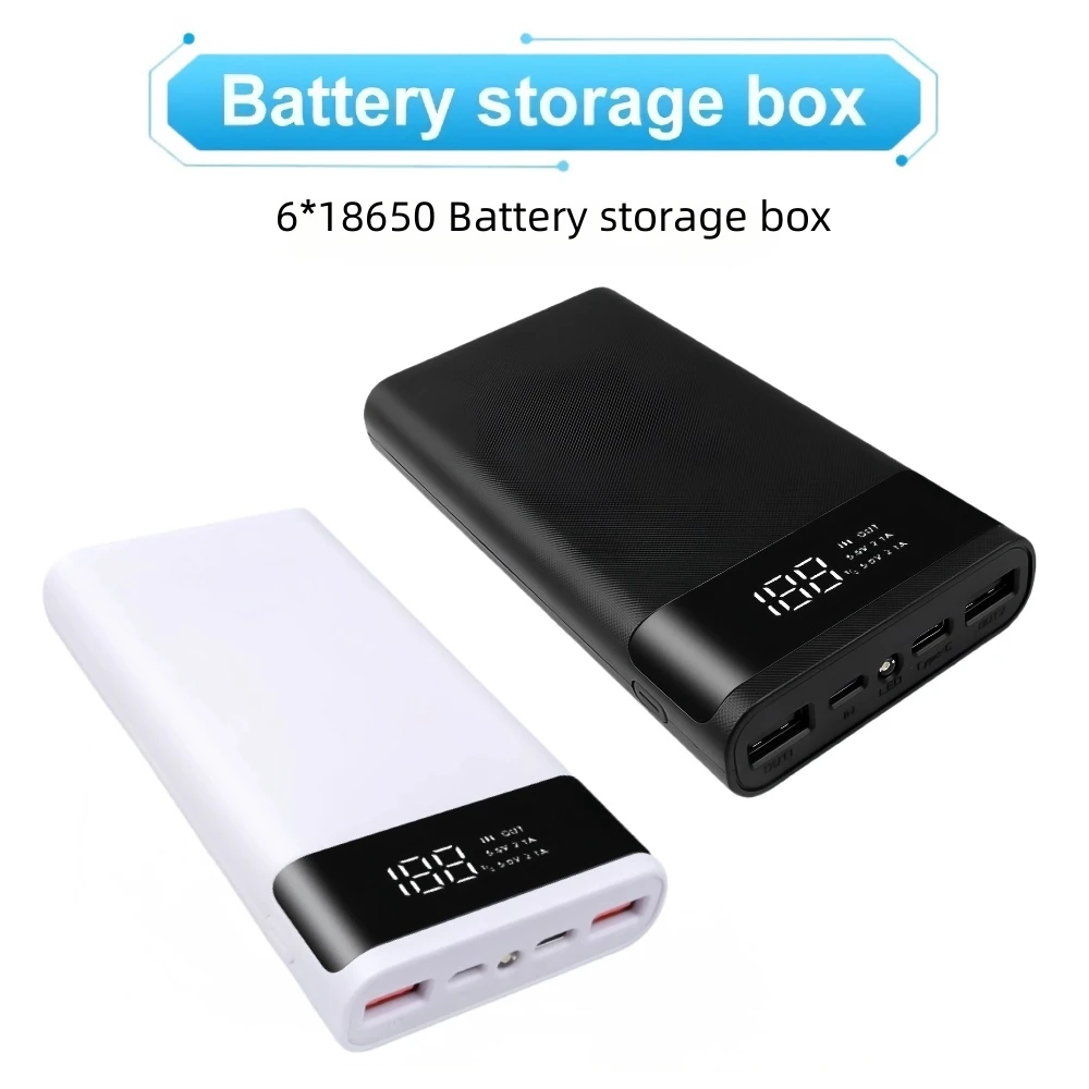 DIY18650 Battery Storage Charging Box Storage Box Case Without Battery Dual USB Type-C 5V Suitable for iPhone Xiaomi Huawei