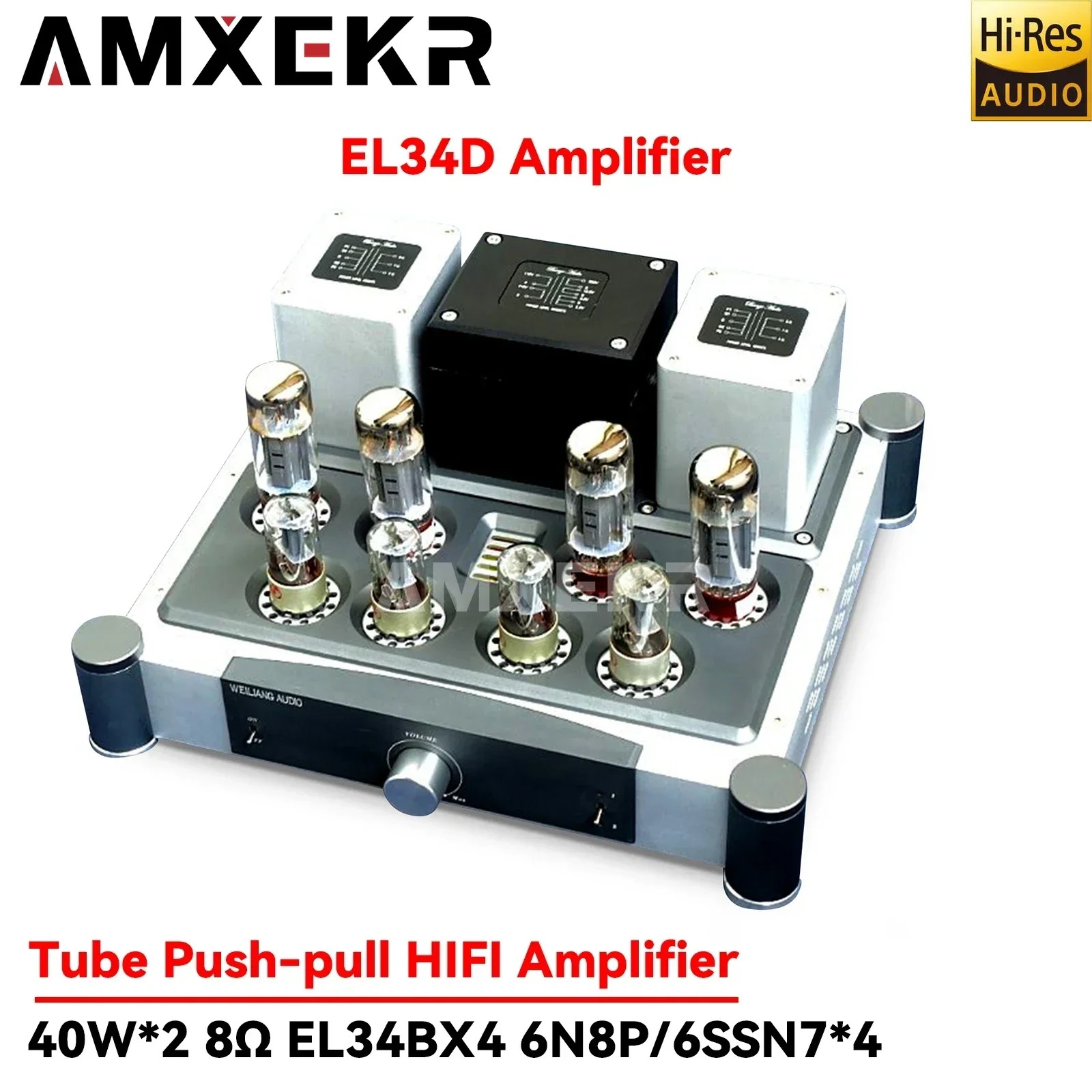 AMXEKR A40 Pure Tube EL34 Tube Push-pull HIFI Power Amplifier Vocal Weapon Power 40W*2 Powerful Thrust Tube Amplifier