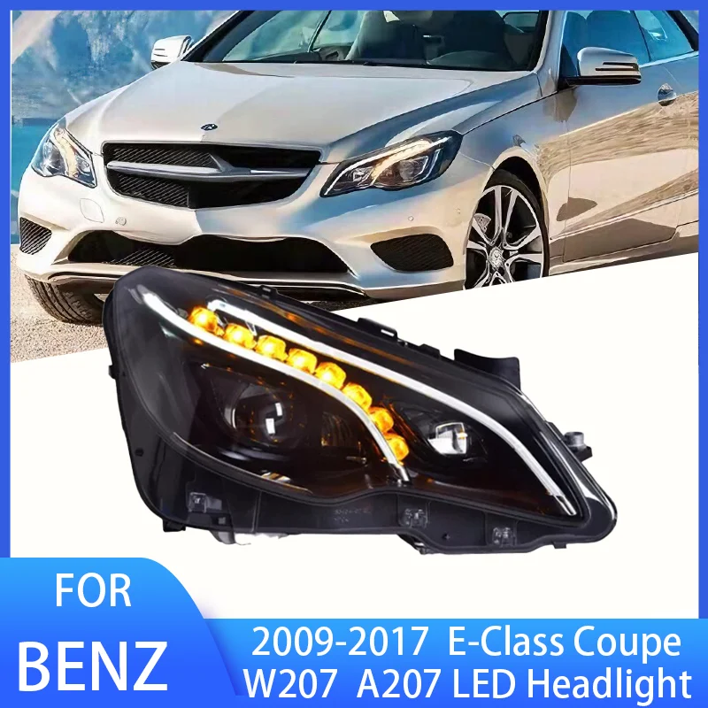 

Фара Pop Pop, 2 шт. для BENZ W207 A207 C207 E-Class Coupe, светодиодная фара 2009-2017 DRL, указатель поворота, дальний свет, проект Angel Eye
